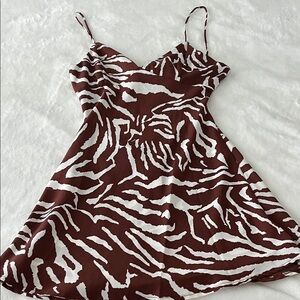 Windsor Brown and White Zebra Slip Mini Dress